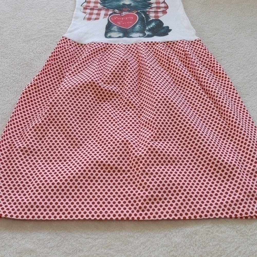 Girls Valentines Red & White Polka Dot Tank Top Puppy Love Sundress - Picture 3 of 9